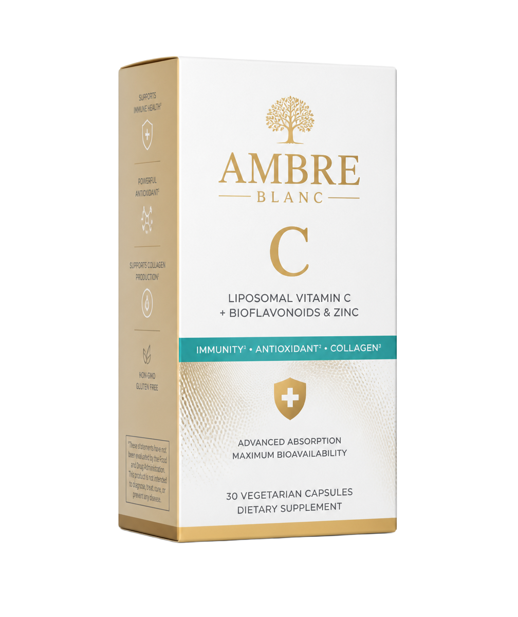 Ambre Blanc C health supplement product showcased by Ambre Global Health