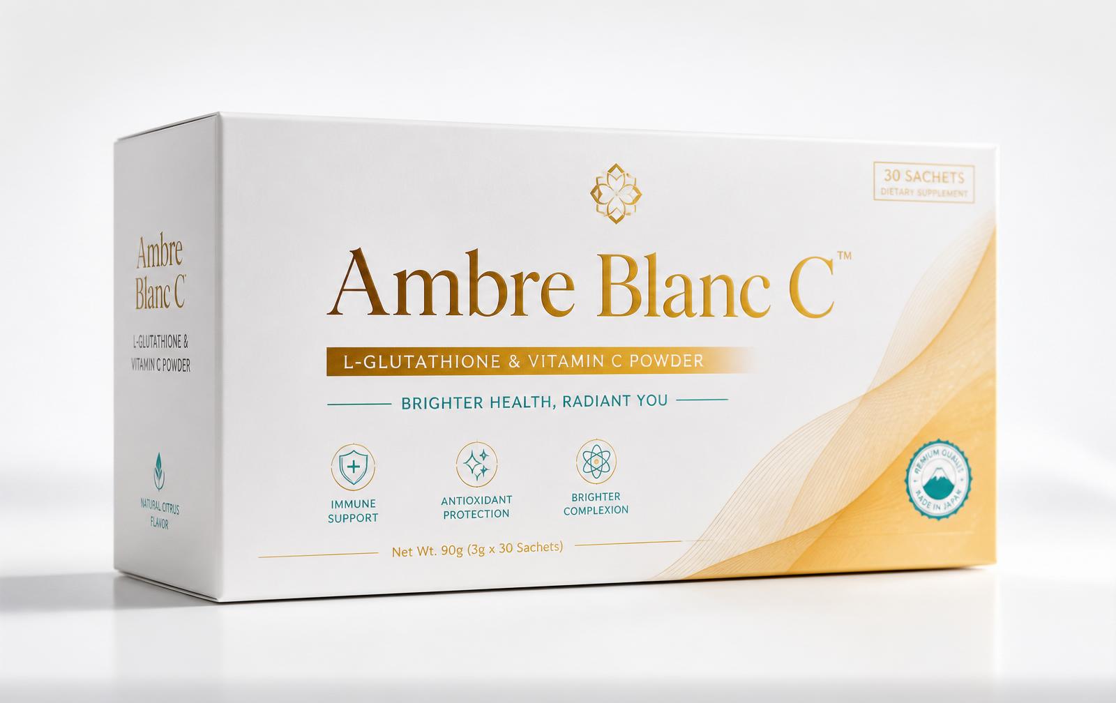 Ambre Blanc C health supplement product showcased by Ambre Global Health